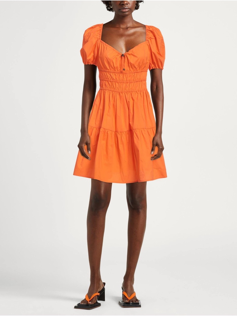 Pinko Orange Puff-Sleeve Mini Dress
